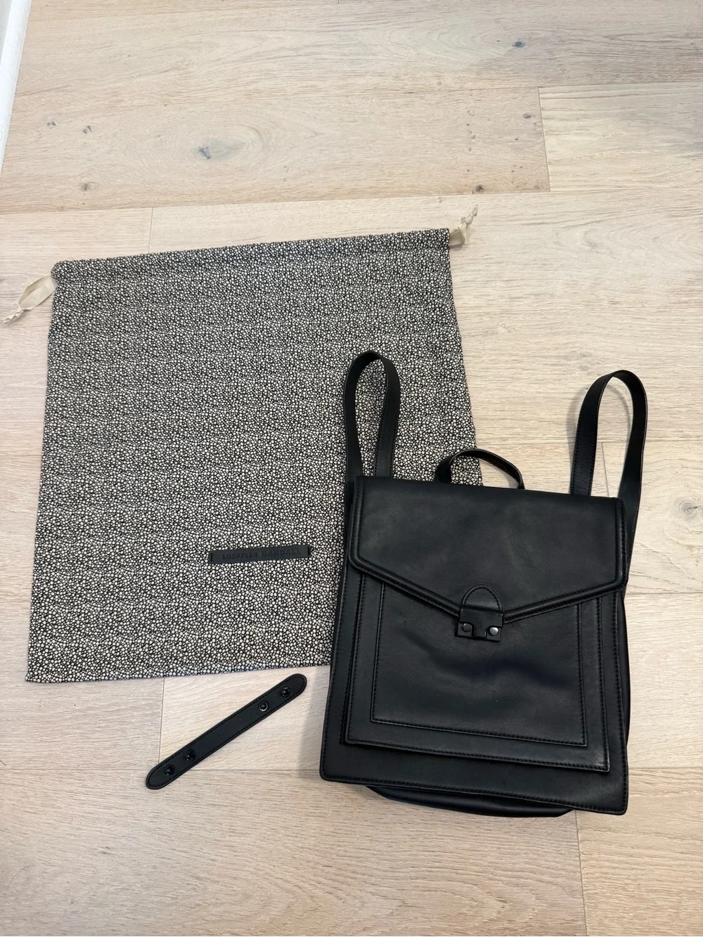 Loeffler Randall Black Leather Convertible Backpack or Crossbody Rare Bag